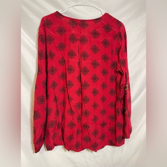 Soft Surroundings Red Tunic with Gold Embroidery - Picture 6 of 7